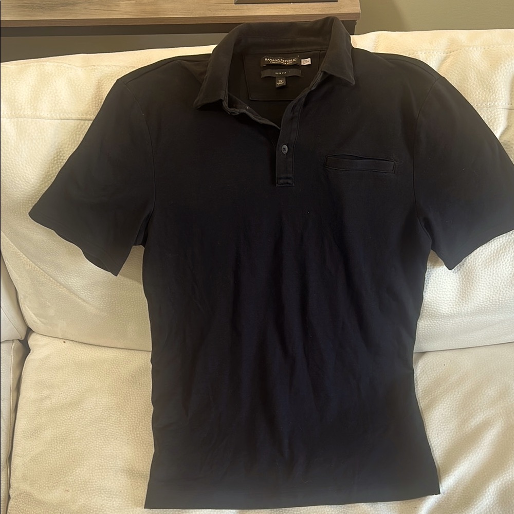Banana Republic performance knit Black Polo Shirt slim fit